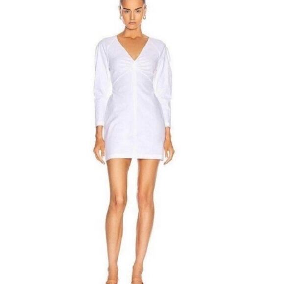 A.L.C. Aila White Long Puff Sleeve Linen Mini Dress Size 8 - Picture 2 of 8